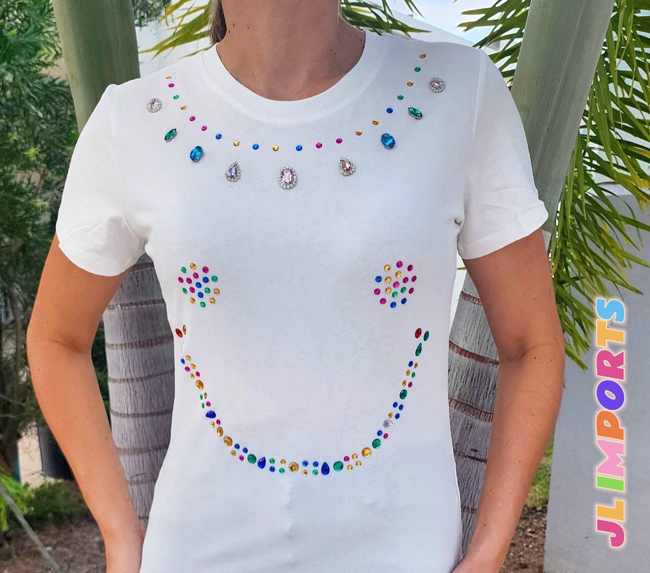 Camisetas de Moda con Carita Feliz de Piedras